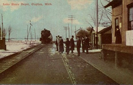 Clayton MI depot with train